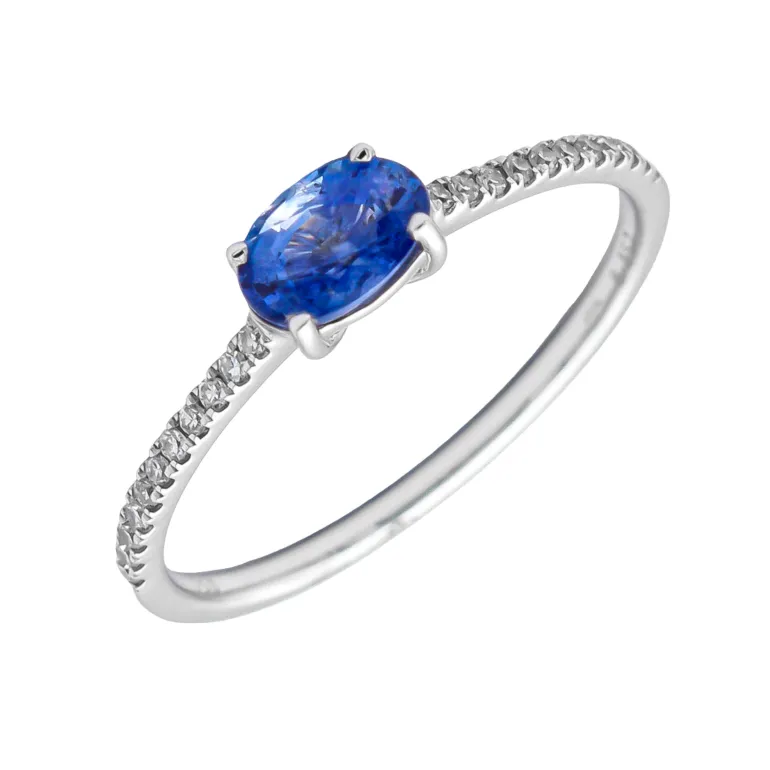 Anillo Andria Zafiro Diamantes Oro Blanco 18K