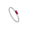 Anillo Baguette Fucsia Plata