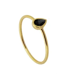 Anillo Belisa Black Plata Dorada