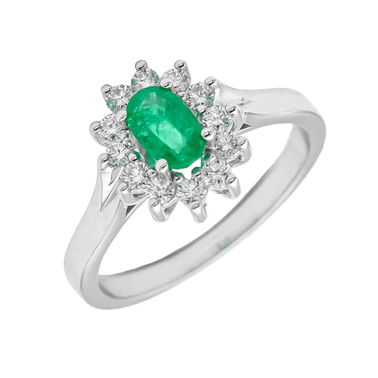 Anillo Brenda Esmeralda Diamantes G-VS Oro Blanco 18K