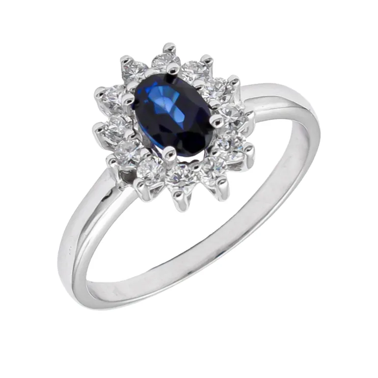 Anillo Bretta Zafiro Diamantes G-VS Oro Blanco 18K