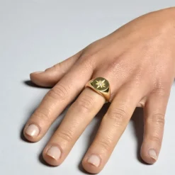 Anillo Brújula Plata Dorada