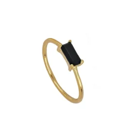 Anillo Budapest Black Plata Dorada