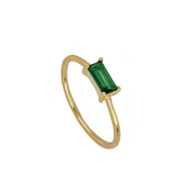 Anillo Budapest Verde Plata Dorada