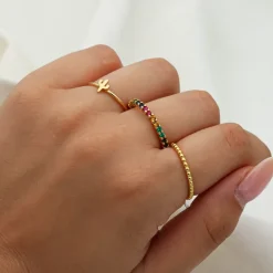Anillo Cactus Plata Dorada