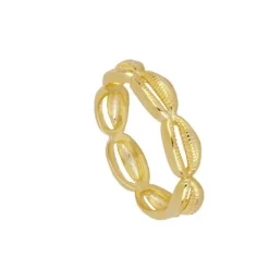 Anillo Conchas Plata Dorada