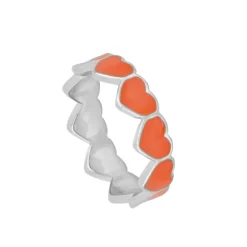 Anillo Corazones Naranja Plata