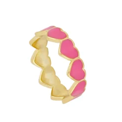 Anillo Corazones Rosa Plata Dorada