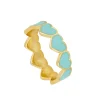 Anillo Corazones Turquesa Plata Dorada
