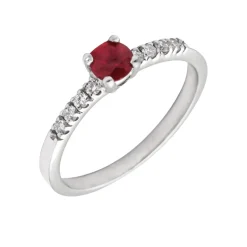 Anillo Dafne Rubí AAA Diamantes Oro Blanco 18K