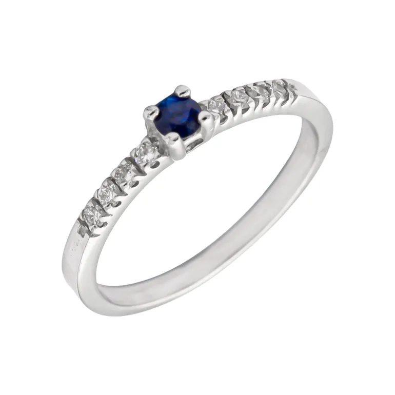 Anillo Dafne Zafiro AAA Diamantes Oro Blanco 18K