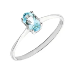 Anillo Dayma Topacio Azul Oro Blanco 18K