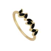 Anillo Dois Black Plata Dorada