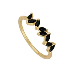 Anillo Dois Black Plata Dorada