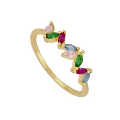 Anillo Dois Multicolor Plata Dorada