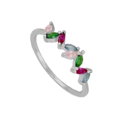 Anillo Dois Multicolor Plata