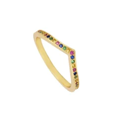 Anillo Dora Multicolor Plata Dorada