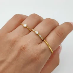 Anillo Dots Plata Dorada