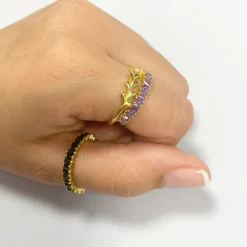 Anillo Dulce Lila Pata Dorada