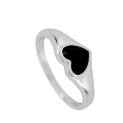 Anillo Heart Black Plata