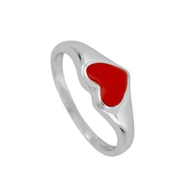 Anillo Heart Rojo Plata
