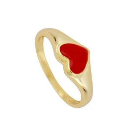 Anillo Heart Rojo Plata Dorada