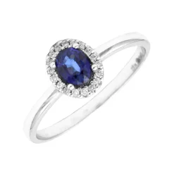 Anillo Idalis Zafiro Diamantes Oro Blanco 18K