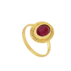 Anillo Kin Granate Plata Dorada