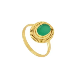 Anillo Kin Verde Plata Dorada