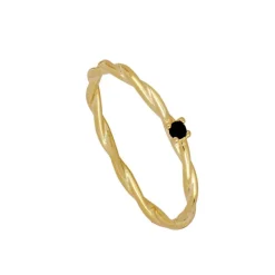 Anillo Kyra Black Plata Dorada