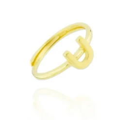 Anillo Letra Plata Dorada