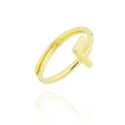 Anillo Letra Plata Dorada