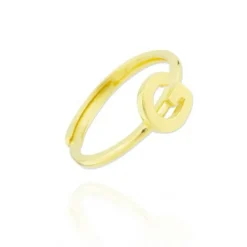 Anillo Letra Plata Dorada