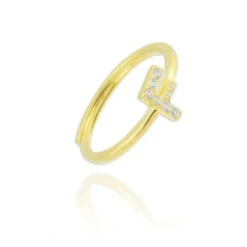 Anillo Letter Plata Dorada