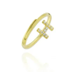 Anillo Letter Plata Dorada