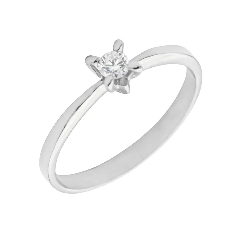 Anillo Luar Diamante 0,10ct E-VS GSI Oro Blanco 18K