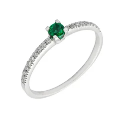 Anillo Lyra Esmeralda AAA Diamantes DF-VS1 Oro Blanco 18K