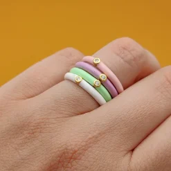 Anillo Muffin Lila Plata Dorada