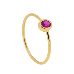 Anillo Olivia Fucsia Plata Dorada