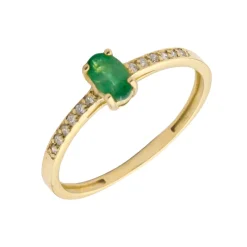Anillo Ovale Esmeralda Diamantes Oro 18K