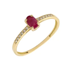 Anillo Ovale Rubí Diamantes Oro 18K