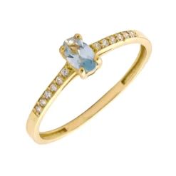 Anillo Ovale Topacio Azul Oro 18K
