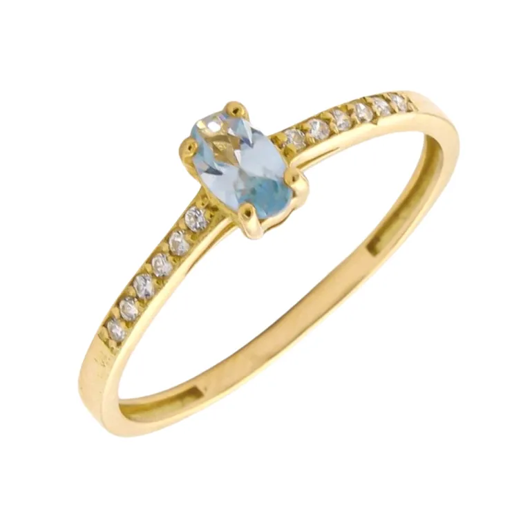 Anillo Ovale Topacio Azul Oro 18K