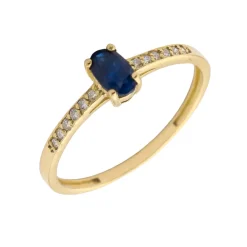 Anillo Ovale Zafiro Diamantes Oro 18K