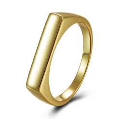 Anillo Placa Plata Dorada