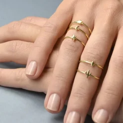 Anillo Rayo Plata Dorada