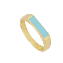 Anillo Rett Turquesa Plata Dorada