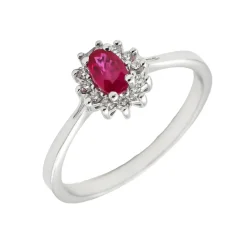 Anillo Rose Rubí Diamantes G-VS Oro Blanco 18K