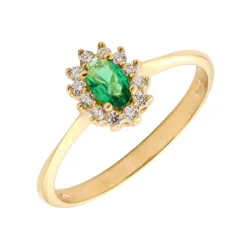 Anillo Rosetón Esmeralda Oro 18K