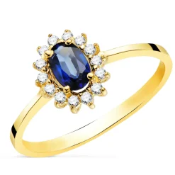 Anillo Rosetón Zafiro Diamantes Oro 18K